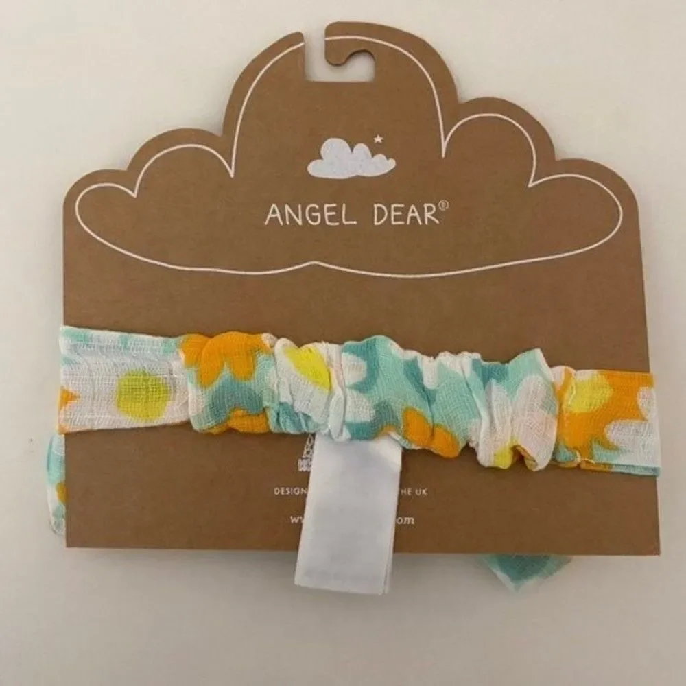 Angel Dear Floral Muslin Knotted Bow Headband Baby Girls Size 0-12 Months NEW